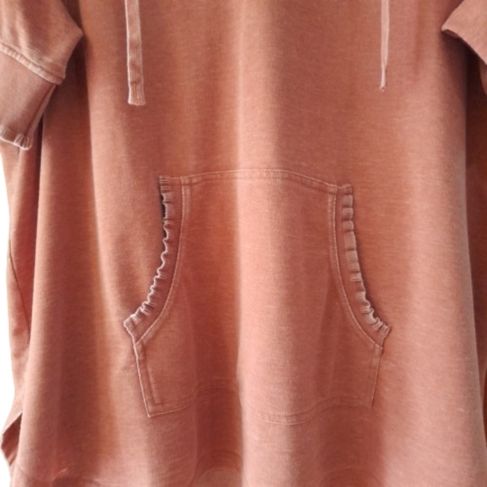 Jane And Delaney Hoodie Size 2X Pink Short Sleeve Kangaroo Pocket Distressed - Picture 2 of 10